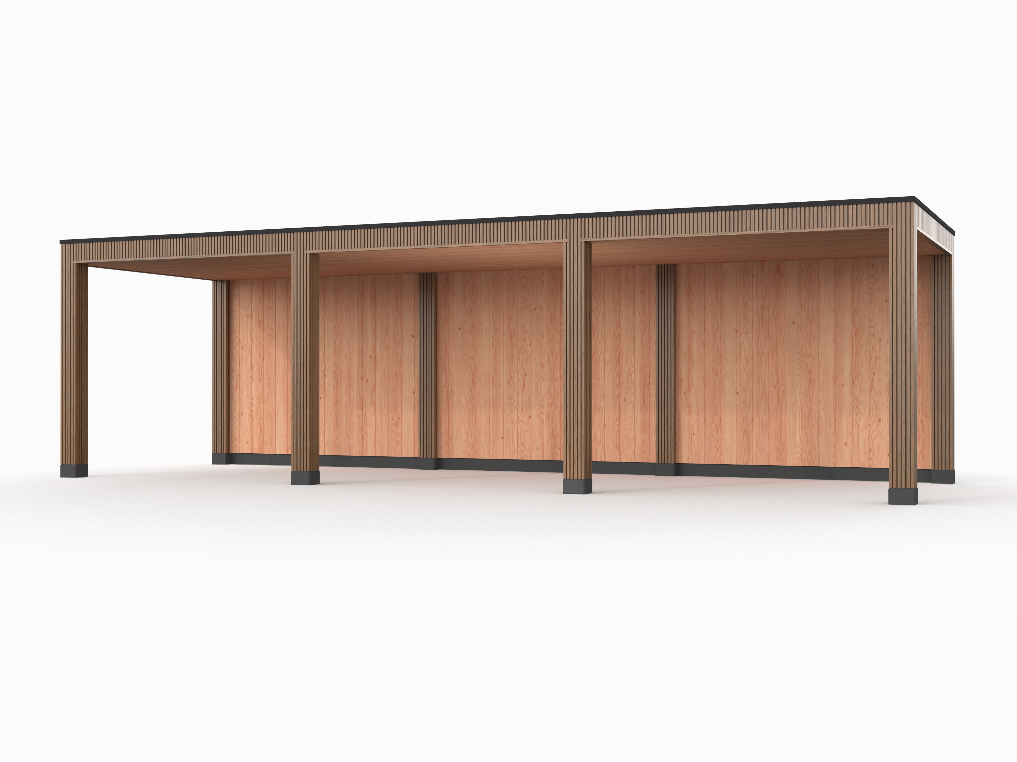 Douglas overkapping, 900 x 300, met achterwand, Westwood Rhombus Teak - Afbeelding 1